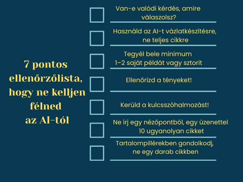 7 pontos ellenőrzőlista kisvállalkozóknak az AI biztonságos használatához és a Google büntetés elkerüléséhez.